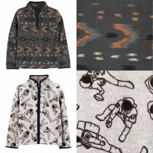 Lot of (2) OshKosh B’gosh Boy's Printed Microfleece Cozie Jackets. Size 10.